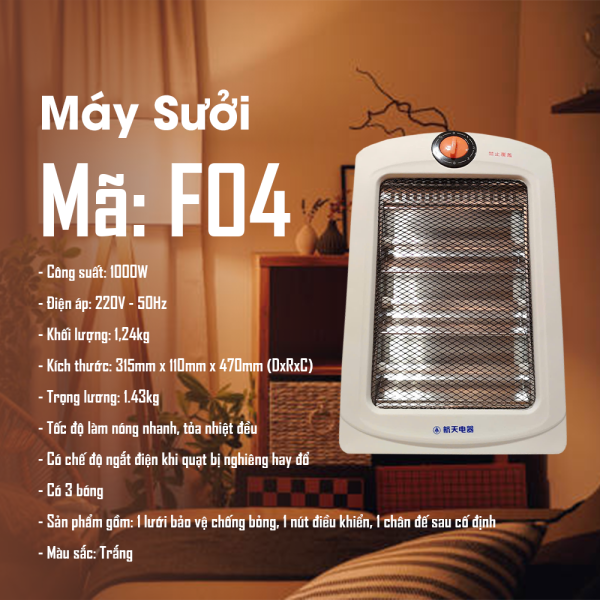 Máy sưởi F04 - Giải pháp sưởi ấm an toàn, tiện lợi cho mùa đông lạnh giá
